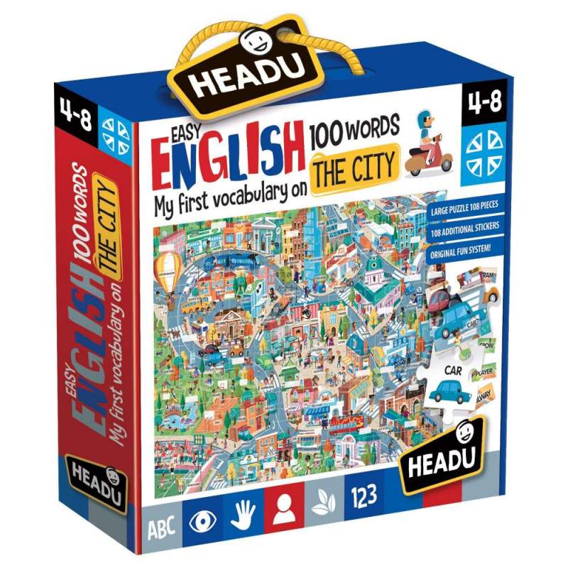 Puzzle Educativ Headu - Invata Engleza, Orasul 108 piese