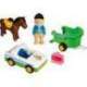 Set Playmobil 1.2.3 - Masina Cu Remorca Si Calut 70181