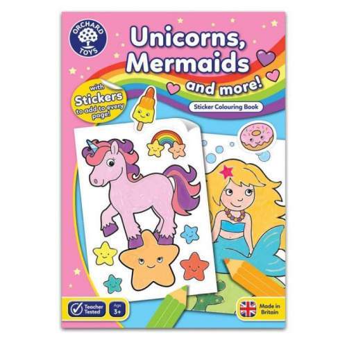 Carte de colorat cu activitati in limba engleza si abtibilduri Unicorni, Sirene si Altele UNICORNS, MERMAIDS AND MORE
